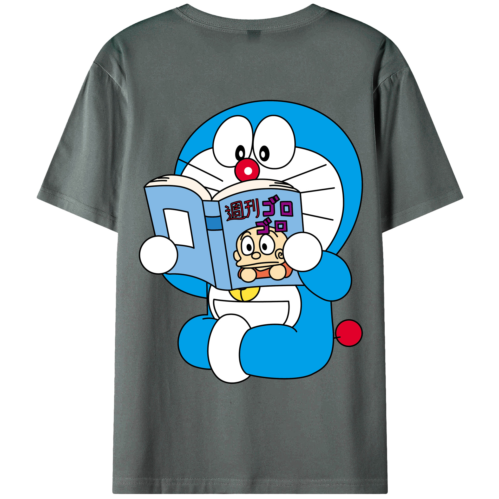 （画像用） ドラえもん Doraemon 綿100％ メンズ半袖Tシャツ（バックプリント） 通気性